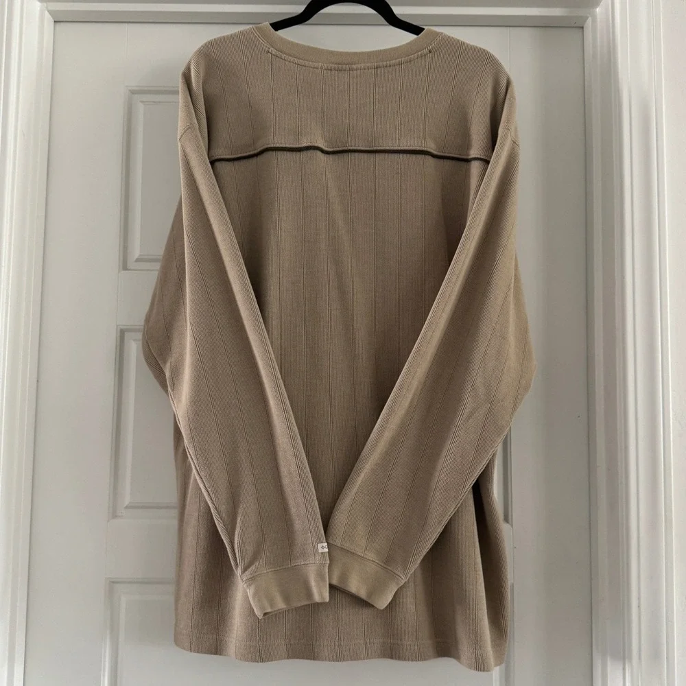 Columbia Pullover Sweater Mens XXL Tan Ribbed V-Neck Long Sleeve Earth Tones